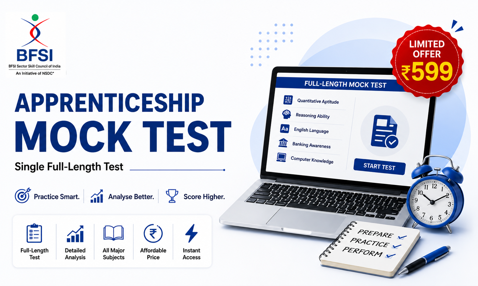 Apprenticeship Mock Test 2026 –  Single Full-Length Online Mock Test at ₹599